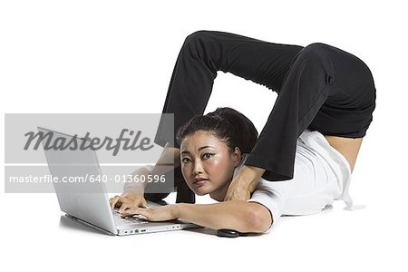 Female contortionist businesswoman