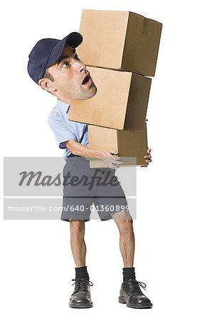 Delivery Man holding Kartons