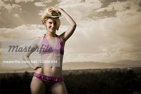 Portrait of a young woman in a bikini