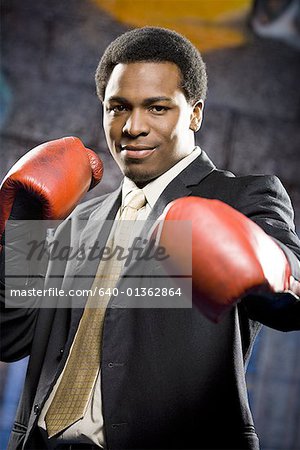 Portrait d'un homme d'affaires de boxe