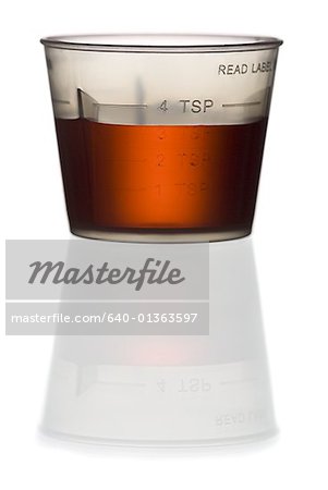 Syrup in a plastic measuring cup