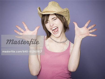 Close-up of a teenage girl shouting