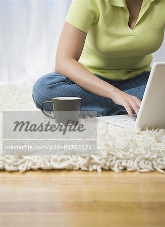 Mitte Schnittansicht einer Frau mit einem laptop