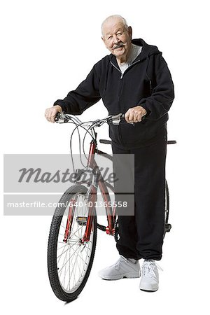 Older man with a tandem bicycle