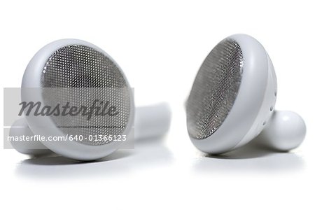 Close-up of the earpiece of a pair of headphones