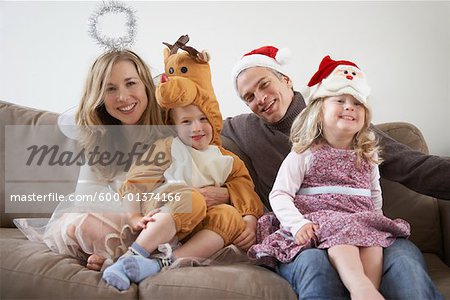 Portrait of Family Wearing Costumes