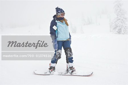 Femme, snowboard, Ski de Brian Head Resort, Utah, USA