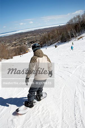 Boy Snowboarding, Blue Mountain, Collingwood, Ontario, Canada