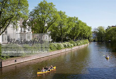 Boote am Kanal, Hamburg, Deutschland