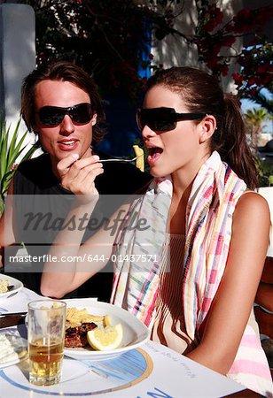 Couple eating at a restaurant