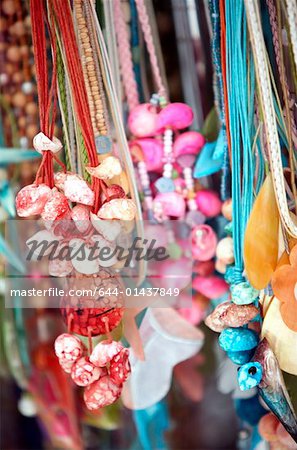 Shell necklaces displayed for sale
