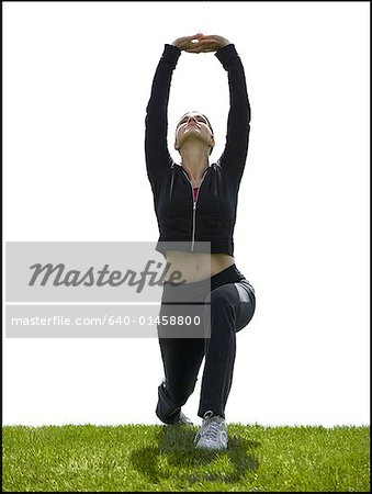Woman stretching outdoors