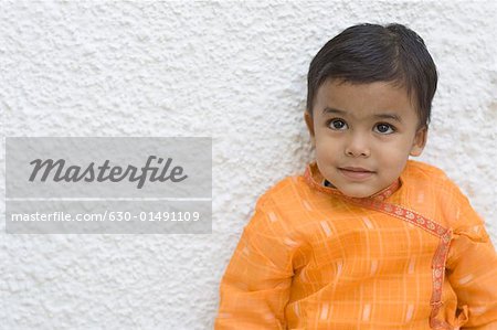 Close-up of a boy looking up