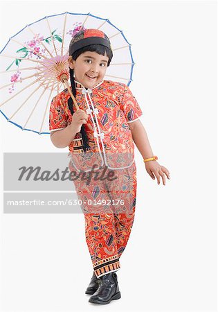 Portrait of a girl holding a parasol