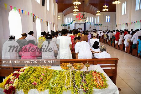 People in Church at Mother's Day Service, Mulivai, Upolu, Samoa