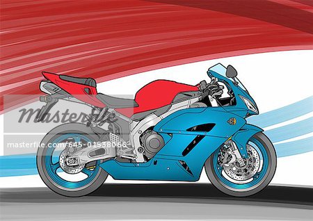 Blue and red street motorbike