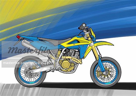 Yellow and blue super enduro motard motorbike