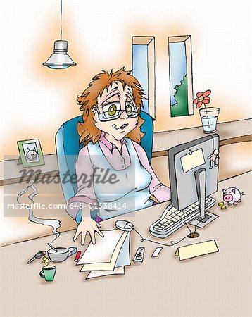 Woman at work at home office