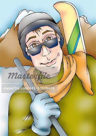 Closeup of man with ski apparel