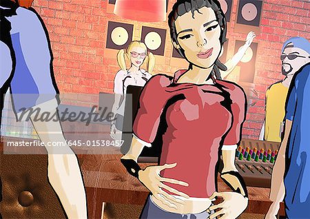 Young trendy people in a nightclub with a DJ Young trendy people in a nightclub with a DJ