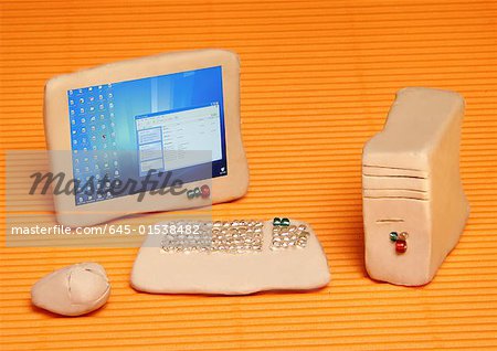 Computer with monitor, keyboard, and mouse