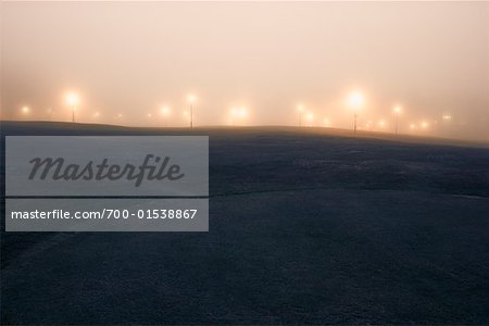 Lights, Golf Course, Edinburgh, Midlothian, Scotland, UK