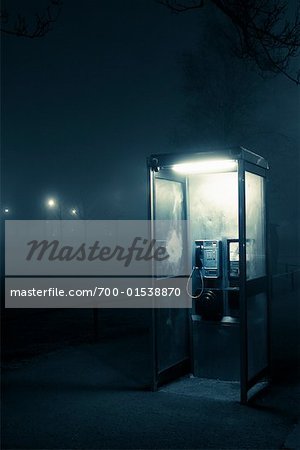 Telephone Booth at Night, Edinburgh, Midlothian, Scotland, UK