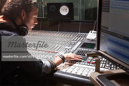Man Working in Recording Studio