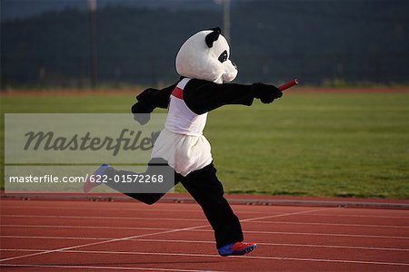 Panda sprintet in ein Relais