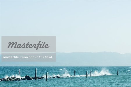 Waves hitting breakwater