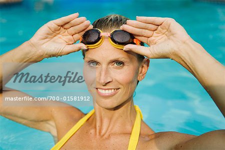 Portrait of Woman in Swimming Pool