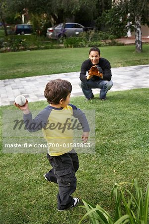 Father and Son Playing Catch