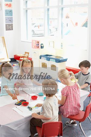 Children Painting at Daycare