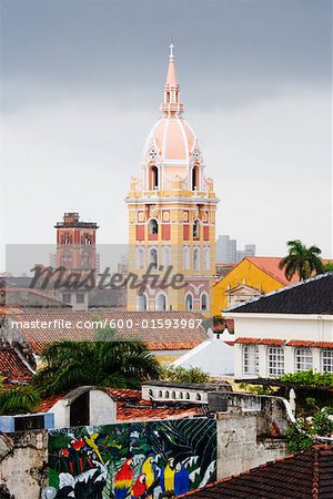 Cathédrale de Carthagène et les toits, Cartagena, Colombia