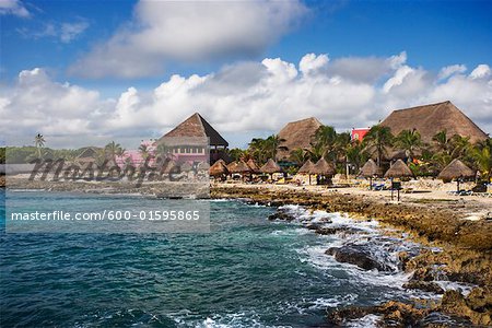 Huts at Beach, Mahahual, Costa Maya, Mexico