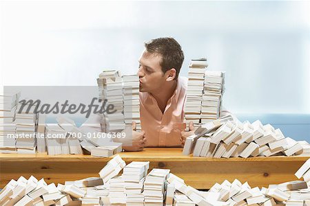 Man at Desk, Counting Money