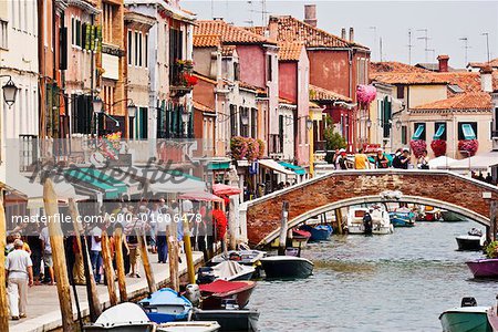 Boote am Kanal, Murano, Venedig, Veneto, Italien