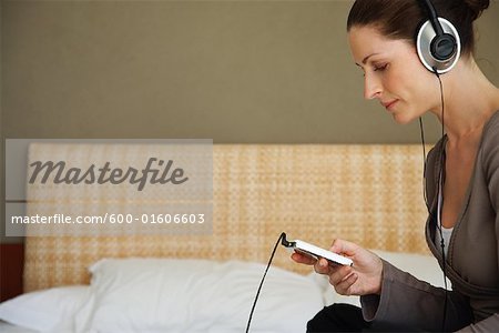 Woman Listening to Mp3 Player