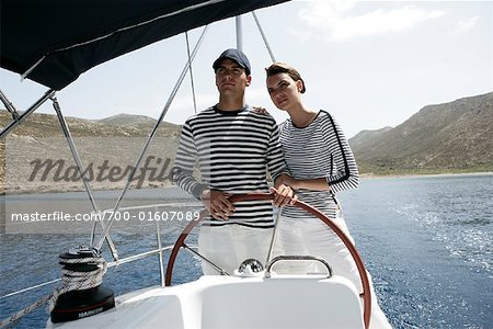 Couple Sailing, Dodecanese, Greece