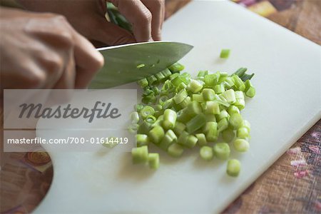 Person Chopping Green Onion