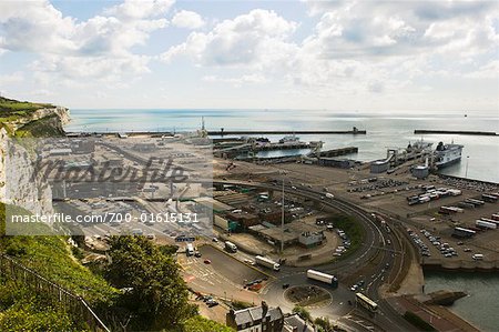 Overview of Dover Harbor, Dover, Kent, England