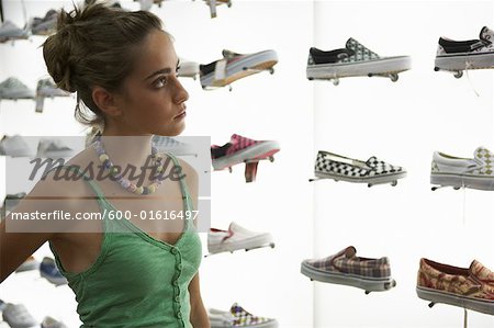 Young Woman in Shoe Store