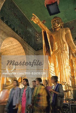 People in Buddhist Temple, Mandalay, Myanmar