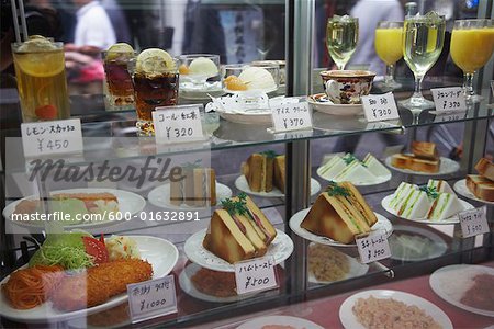 Display Case of Food in Cafe, Osaka, Japan