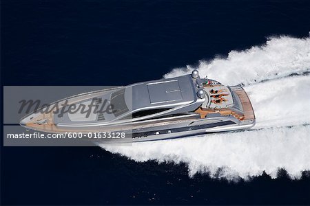 Aerial View of Luxury Yacht
