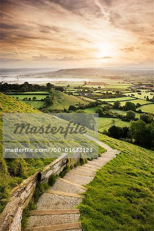 Overview of Farmland, Somerset, England