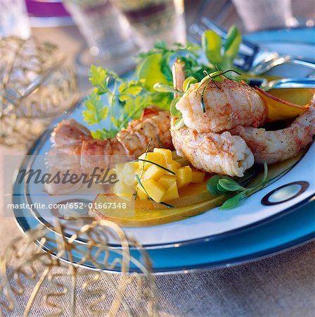 Dublin Bay prawns with mango, lime French dressing