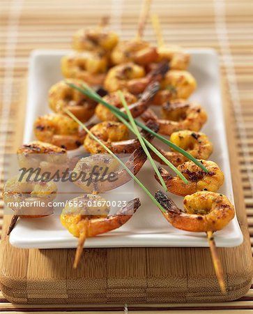 shrimp curried brochettes
