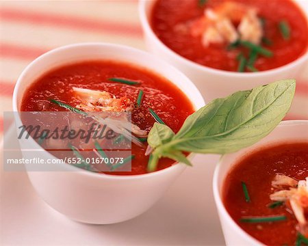 Tomato gaspacho with crab