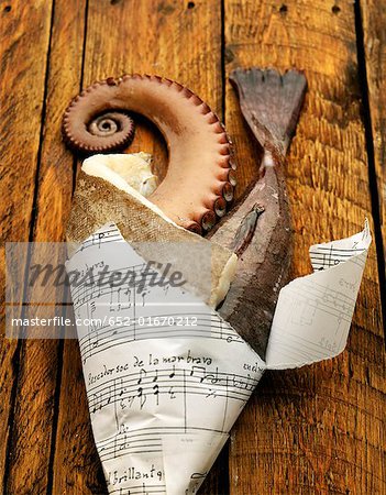 Raw fish in paper cone